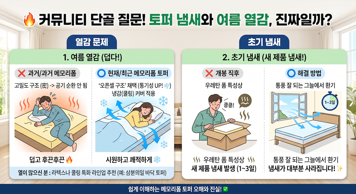 토퍼 열감 문제와 초기 냄새