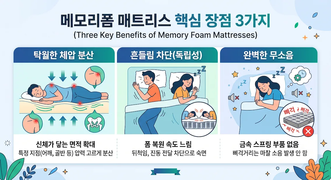 메모리폼 매트리스 핵심 장점 3가지